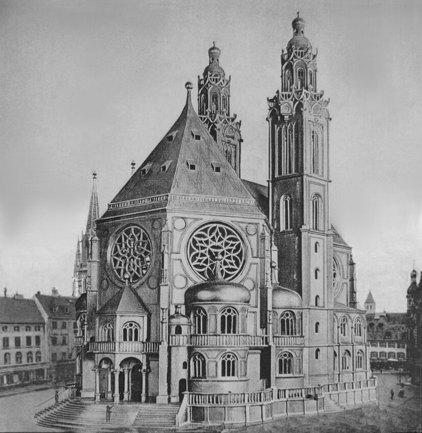 Blick auf die Wallfahrtskirche der Schönen Maria am Neupfarrplatz. > Matthias Walther > Architekturcollage