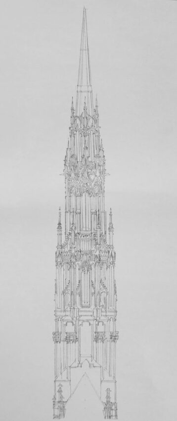 Antwerpen Kathedrale. Möglicher Vierungsturm Ansicht eines früheren Entwurfs