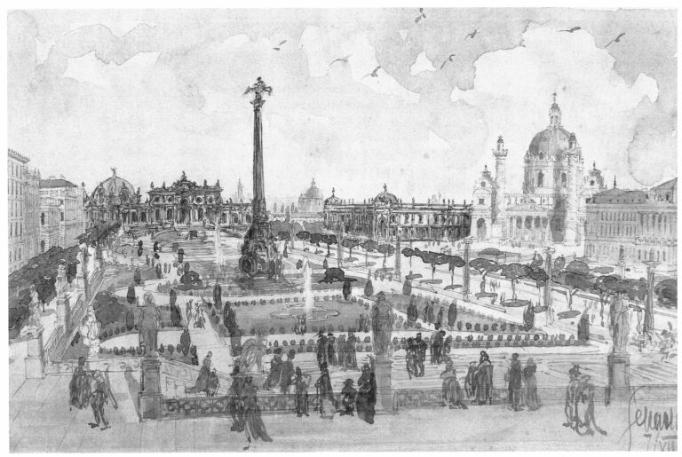 Karlsplatz mit Gartenanlage und Belvedere