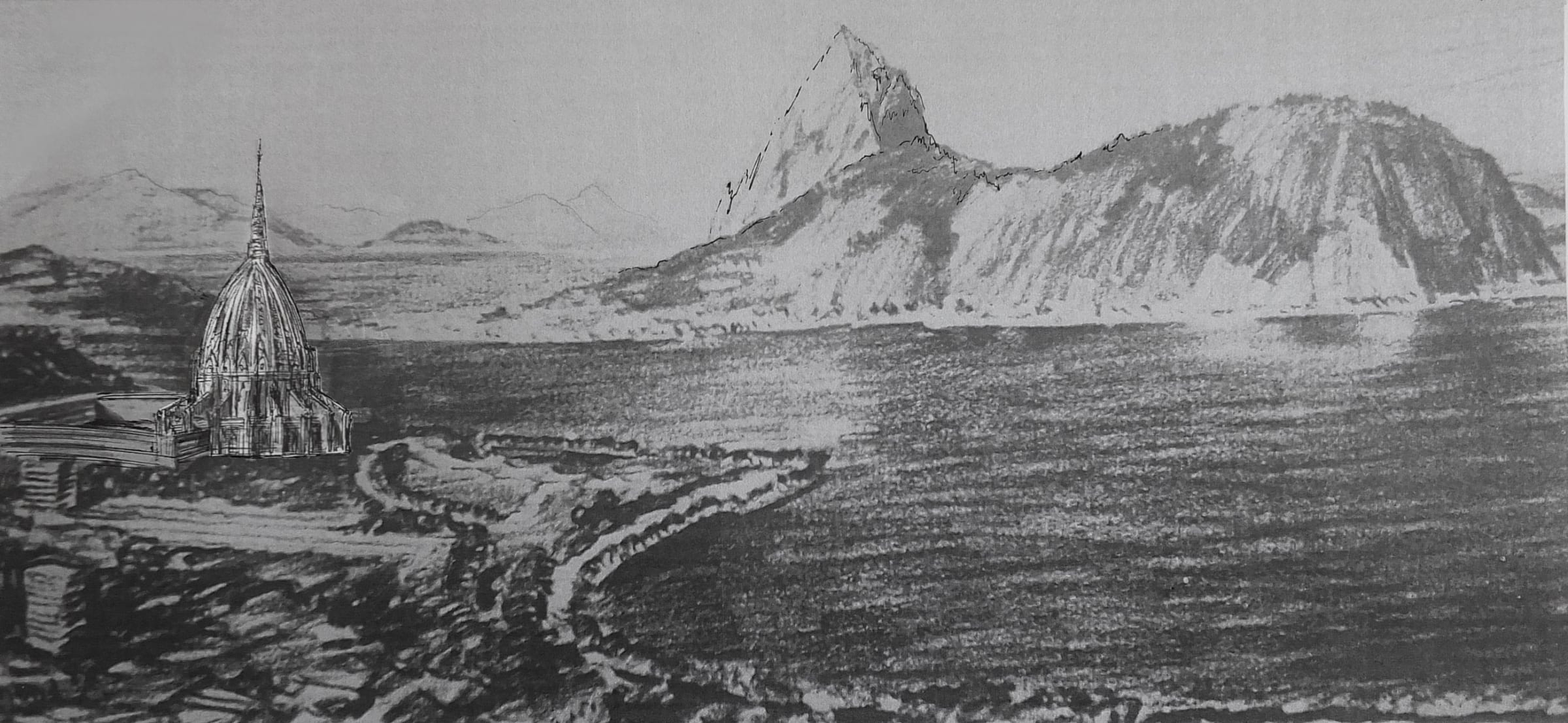 Rio de Janeiro. Kathedrale. Lage der Kirche innerhalb der Stadtbucht. Rechts der Zuckerhut.