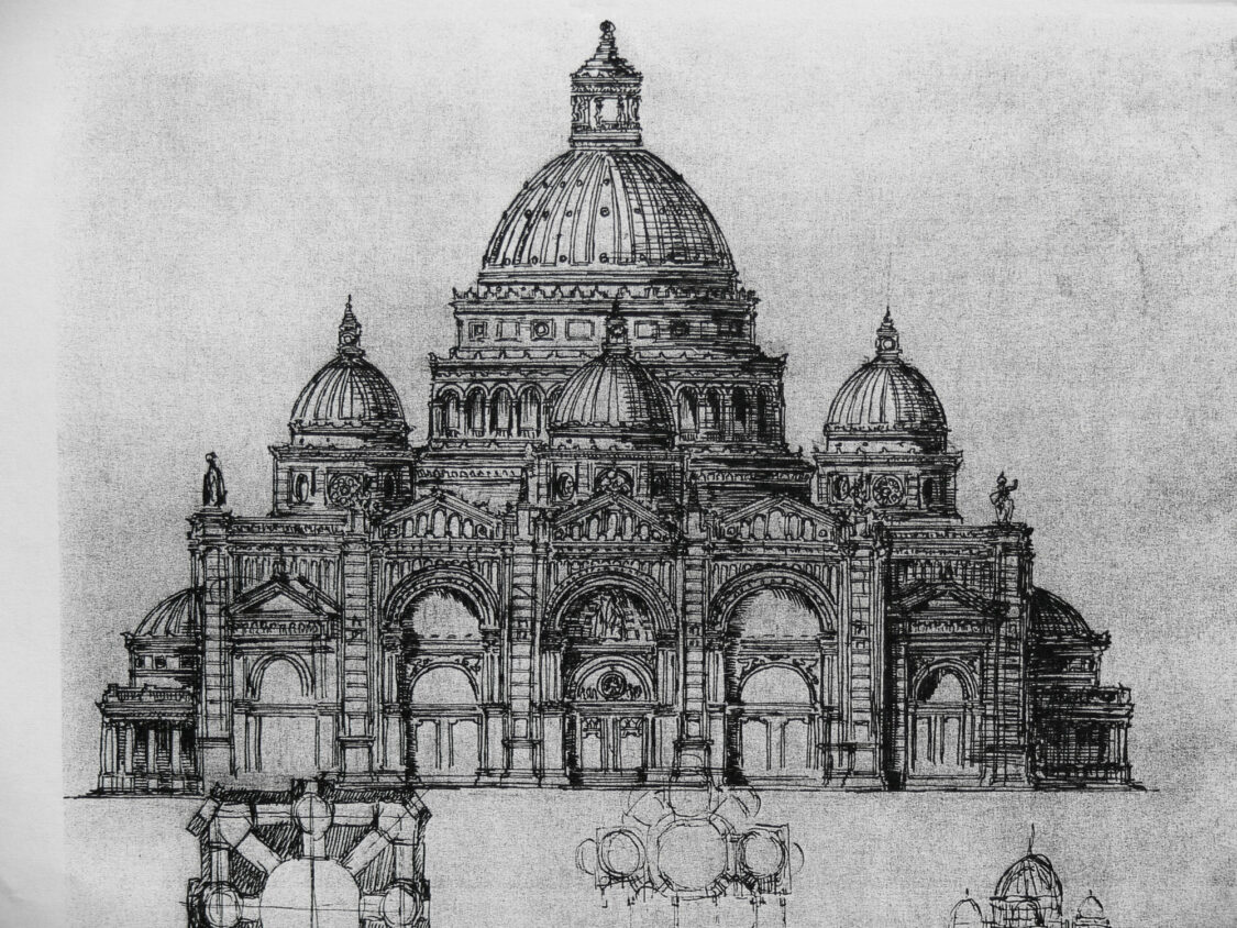 Berlin Dom in klassizistischen Renaissanceformen für den Lustgarten nach K.F. Schinkel überarbeitet.