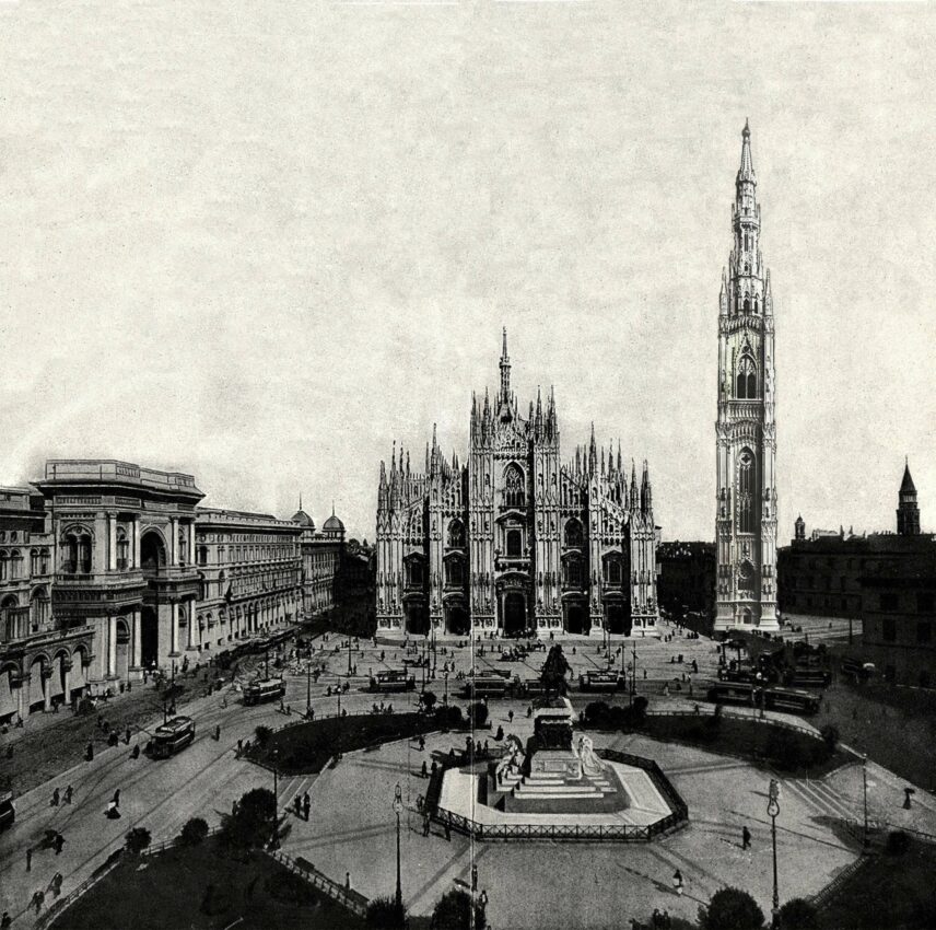 Plan aus den zwanziger Jahren zum Campanile in Mailand