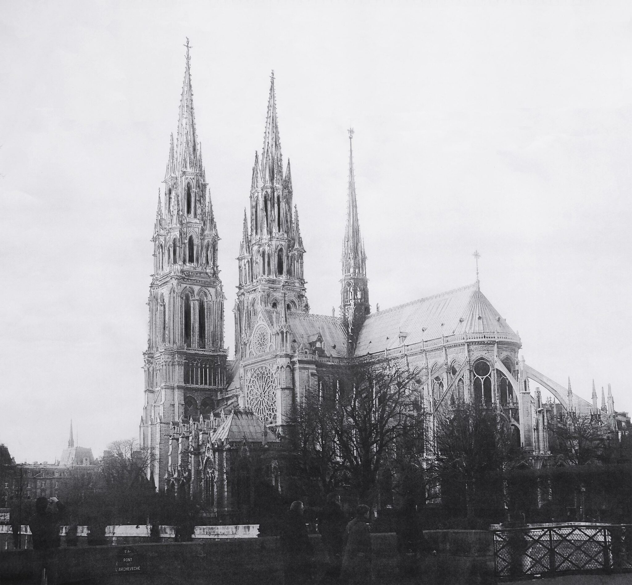 Notre Dame in Paris mit vollendeten Türmen.