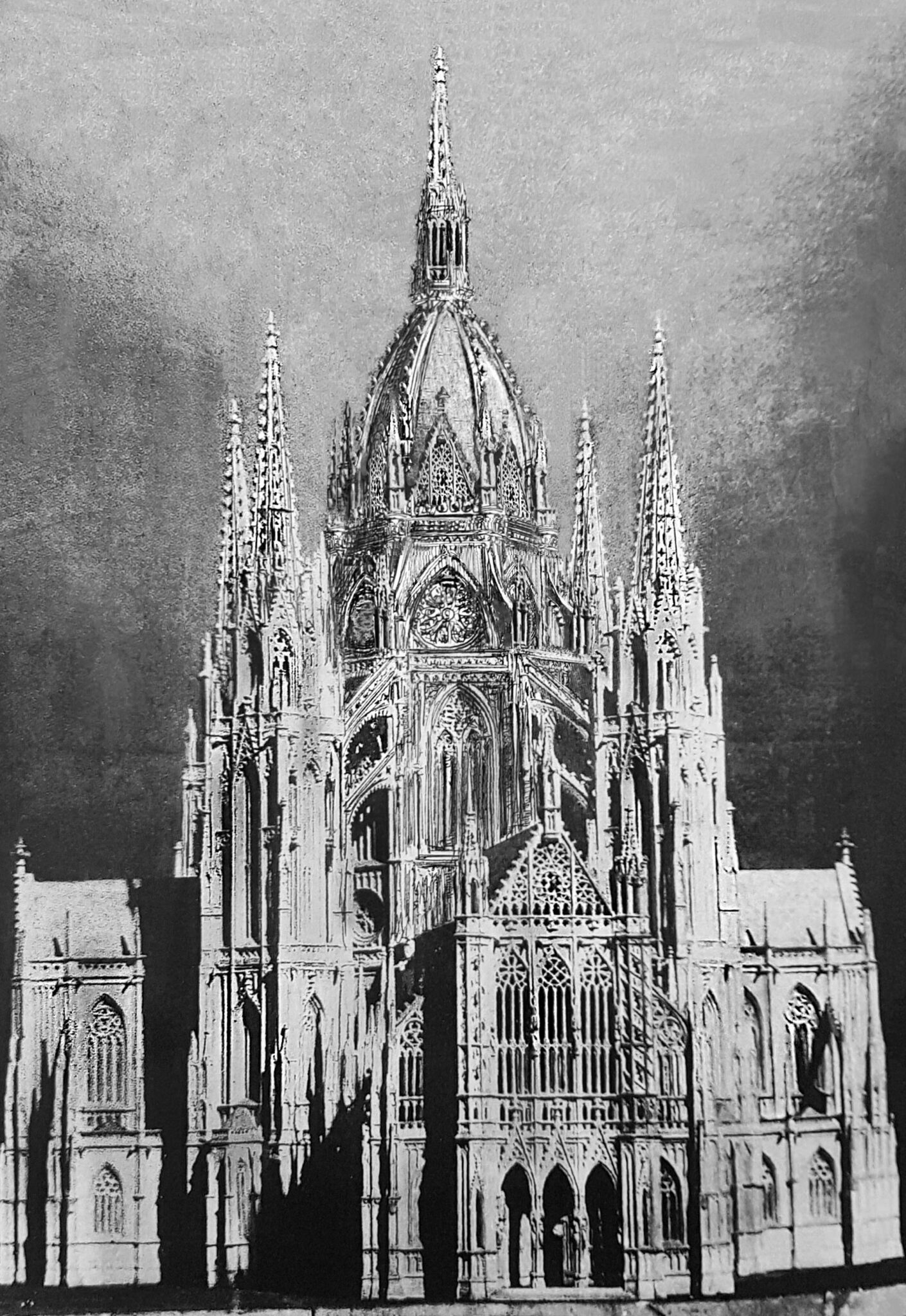 Idealentwurf einer fünftürmigen Votivkirche für Wien um 1865. Kuppel nachbearbeitet