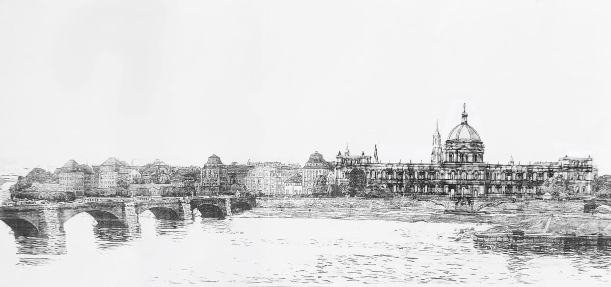 Dresden Neustadt. Museumsbau Sempers auf der Stallwiese mit Kuppel.