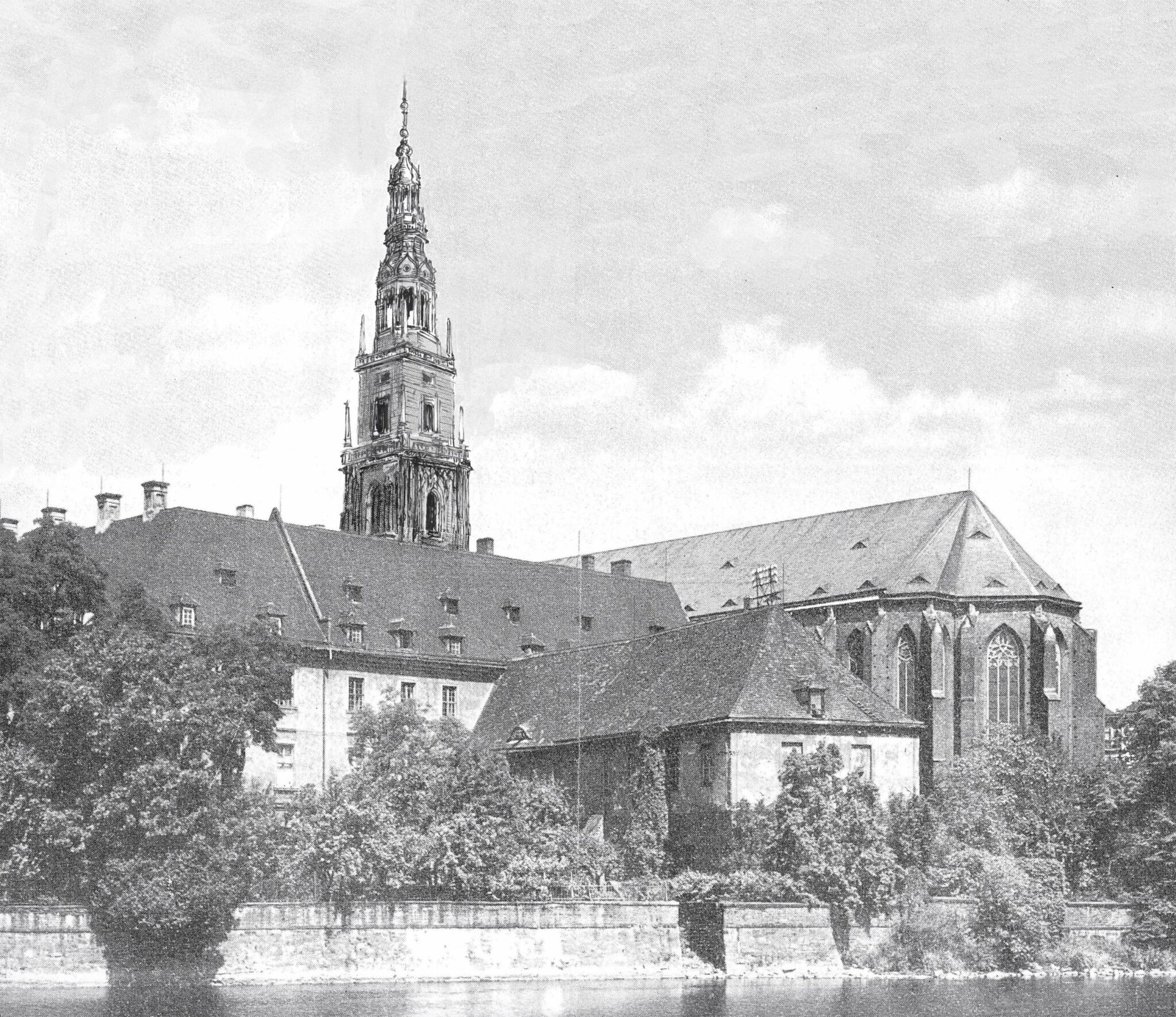 Breslau, Sandkirche. Ausbau des Turms als Massivbau mit historischem barockem Helm.