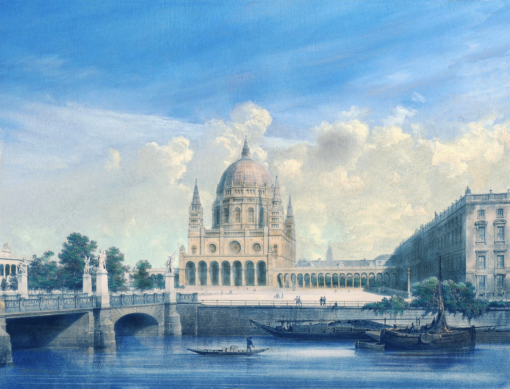 Friedrich August Stülers Entwurf des Doms mit Lustgarten
