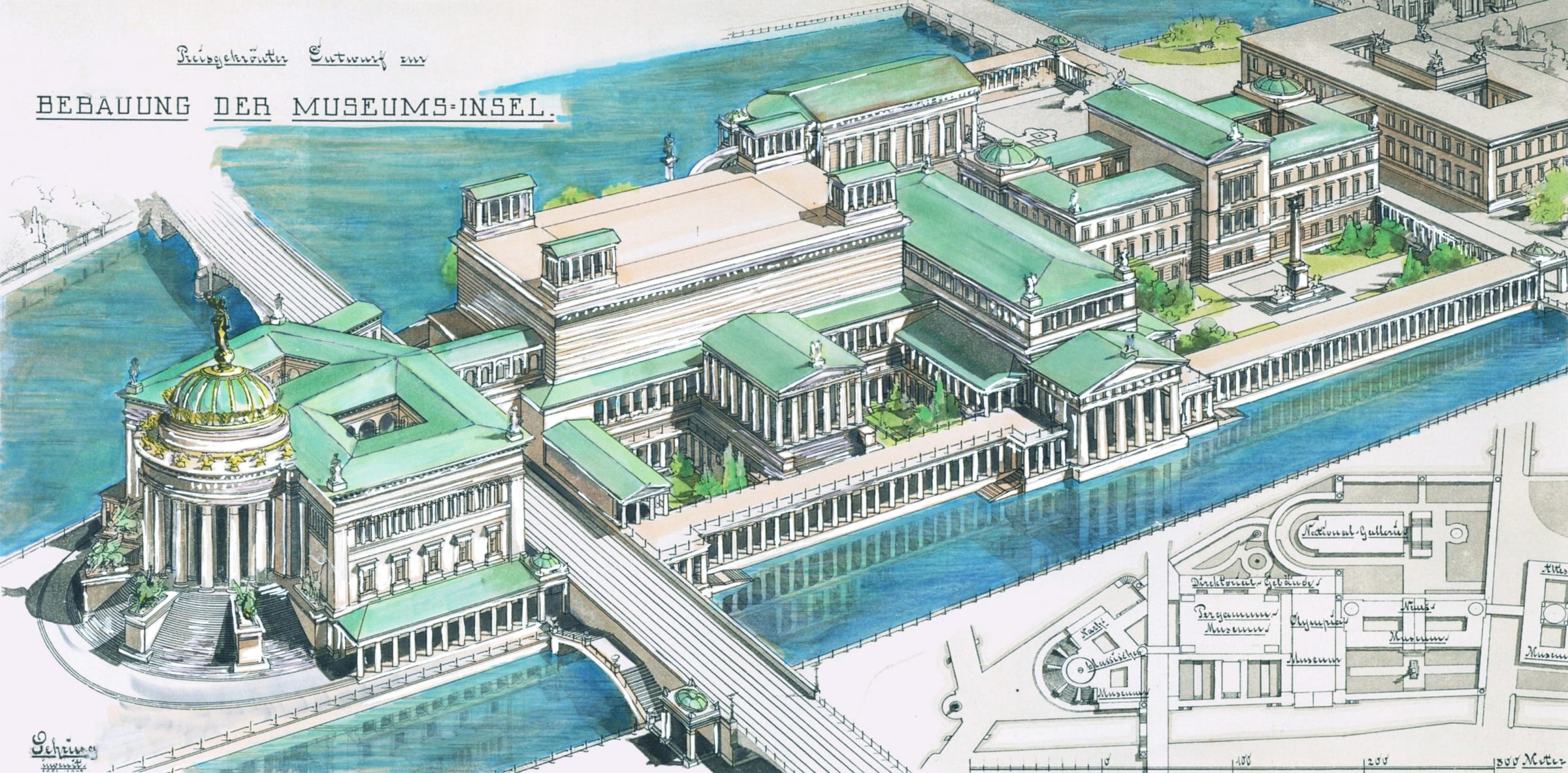 Museumsinsel nach Entwurf Bernhard Sehring in Farbe