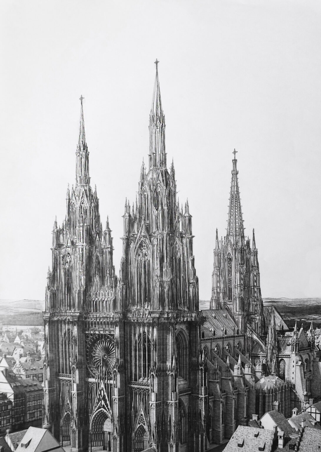 Straßburger Münster. Der Erwinsche Plan der Türme als Perspektive.