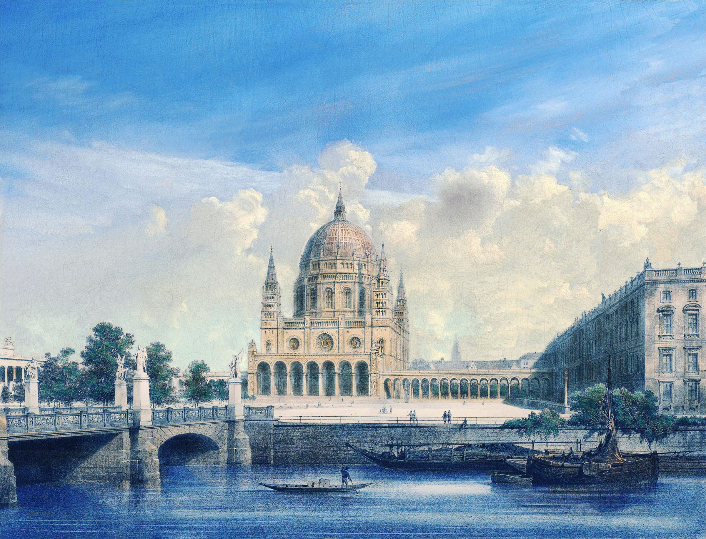 Friedrich August Stülers Entwurf des Doms mit Lustgarten