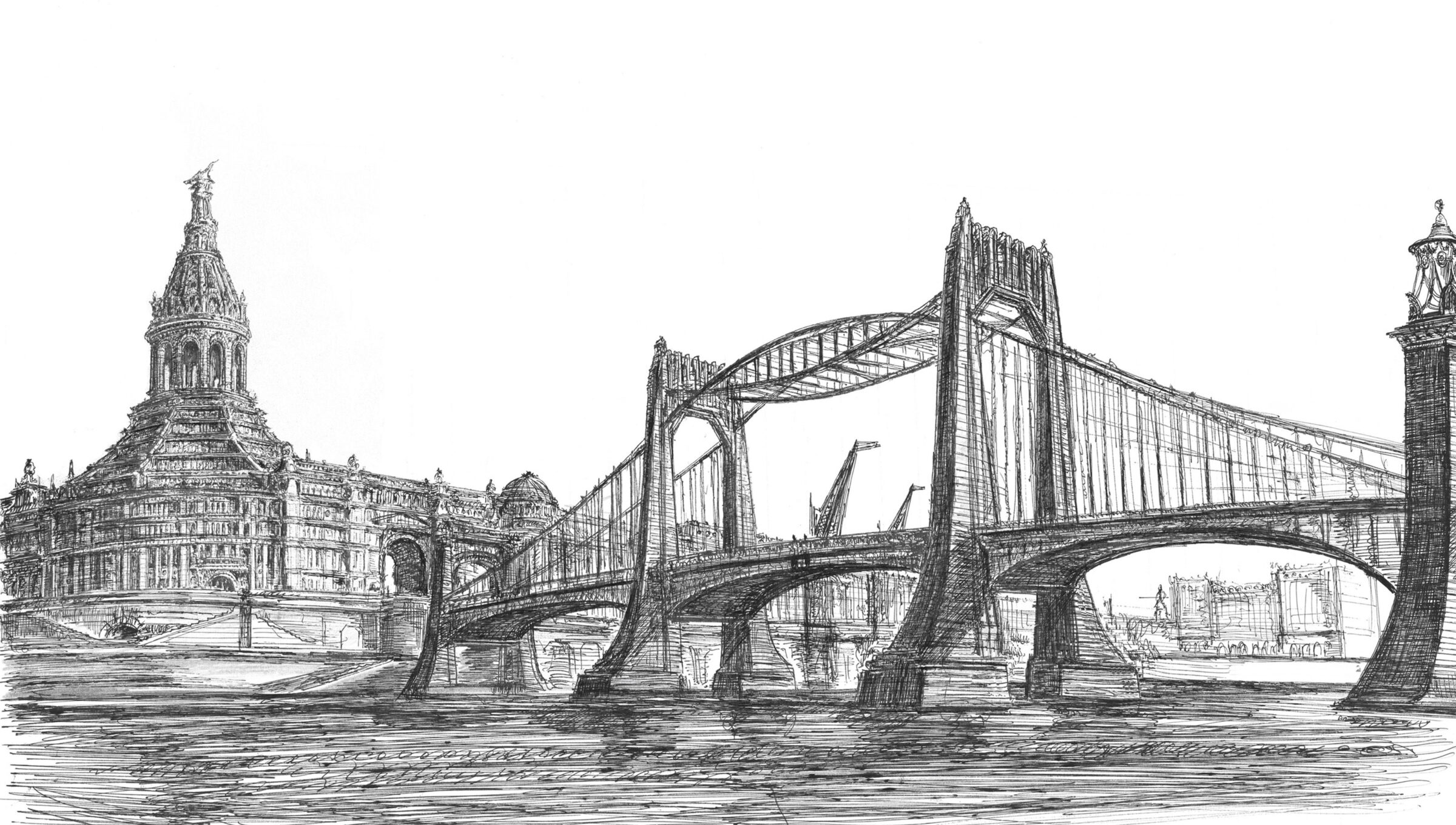 Stadthafenanlage mit Brücke