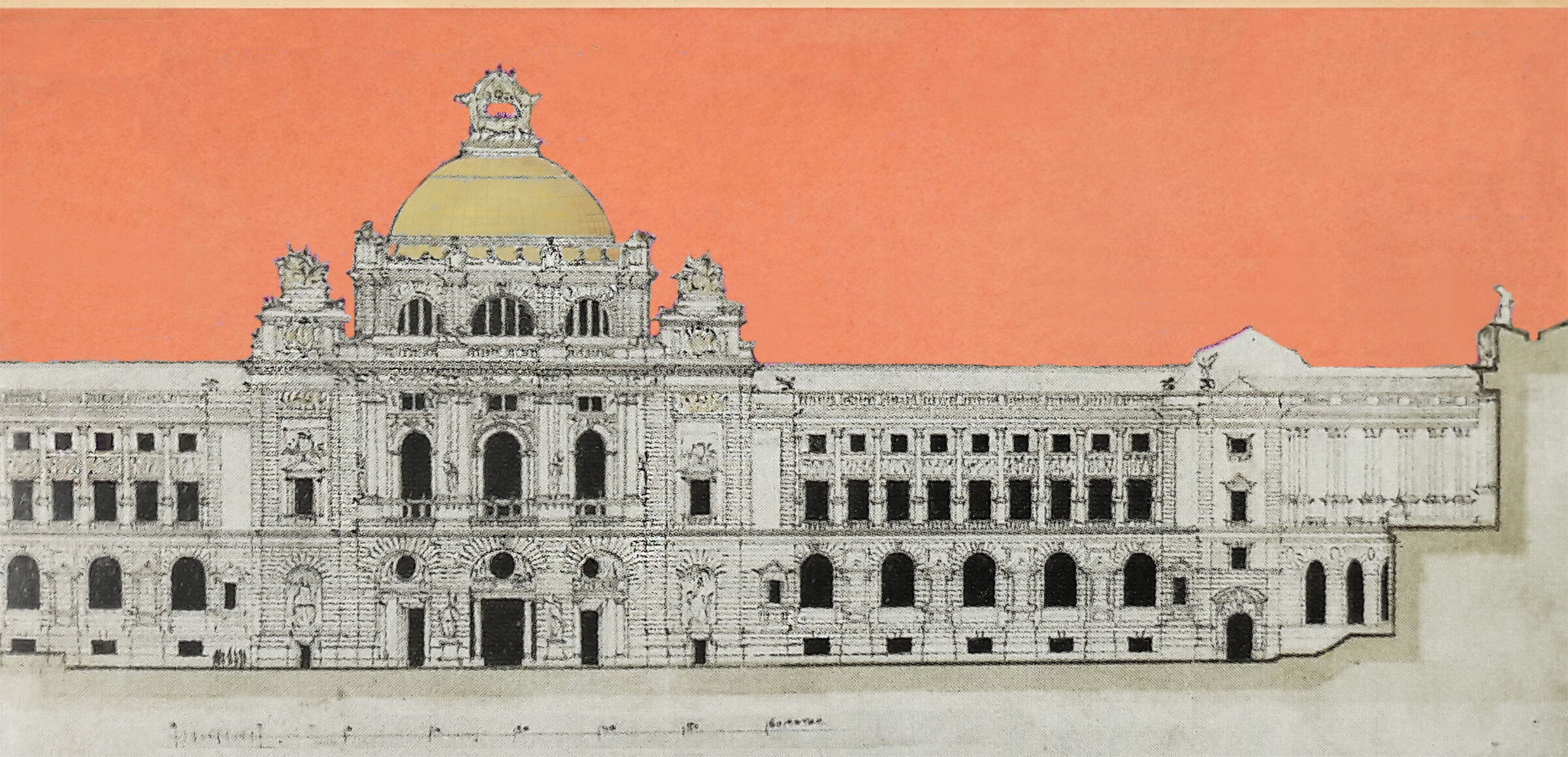 Ohmanns Plan zum zentralen Hofburgtrakt mit Kuppel