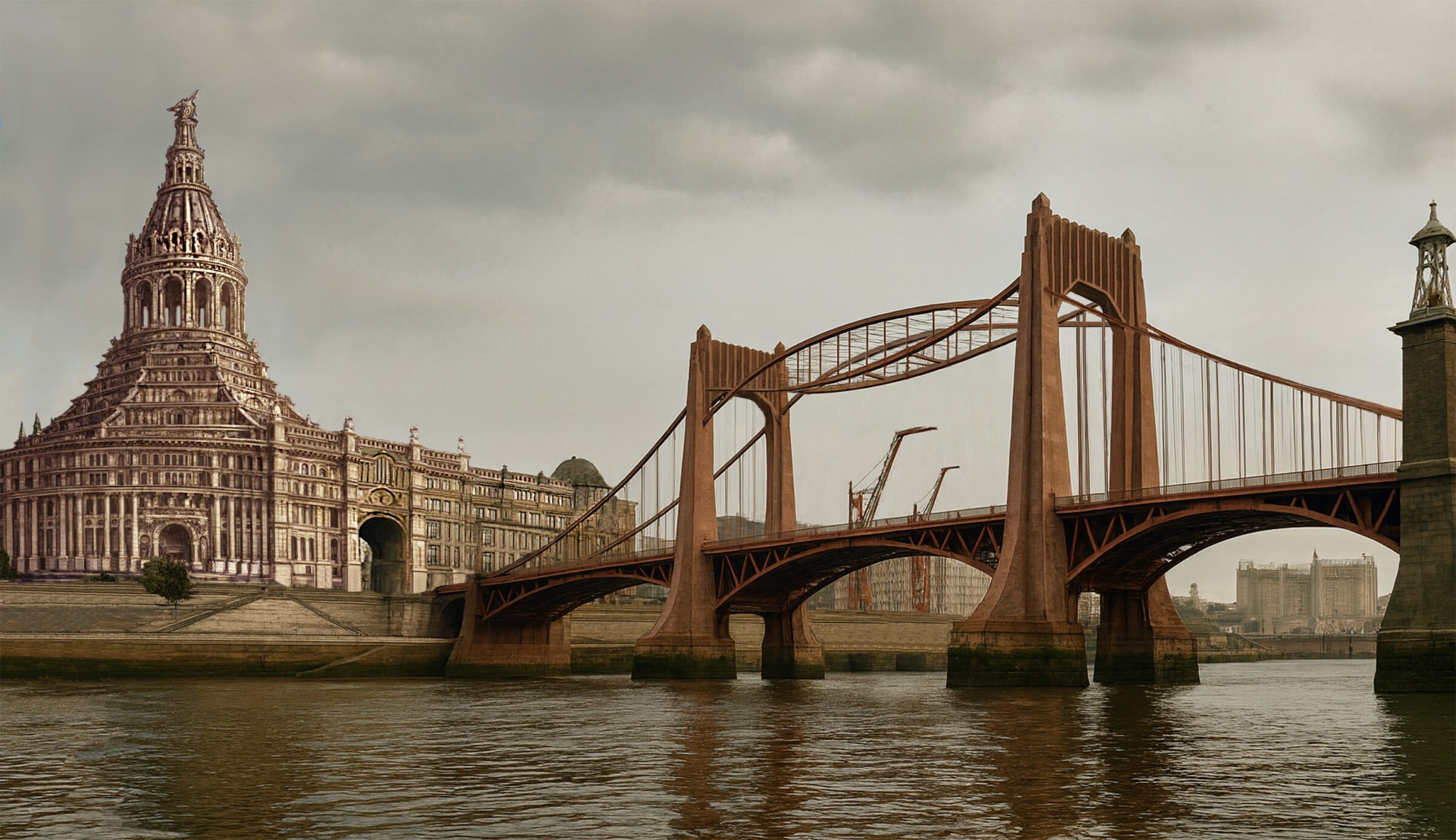 Kleiner Stadthafen mit Verkehrsministerium und Klappbrücke