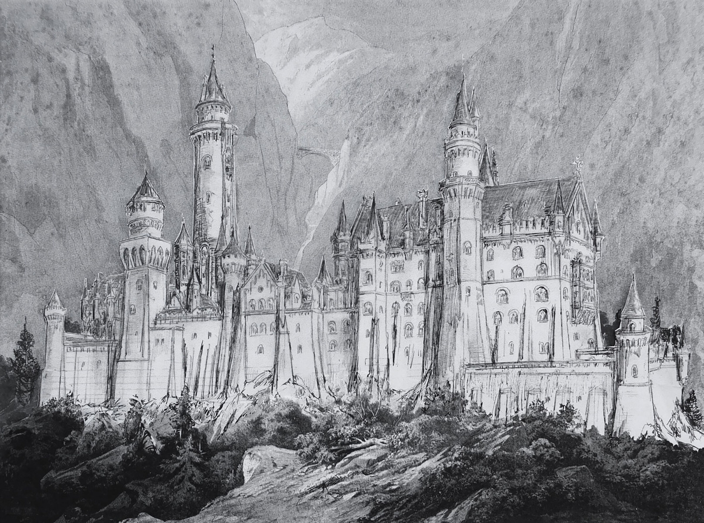 Schloss Neuschwanstein von Nordwest Perspektive