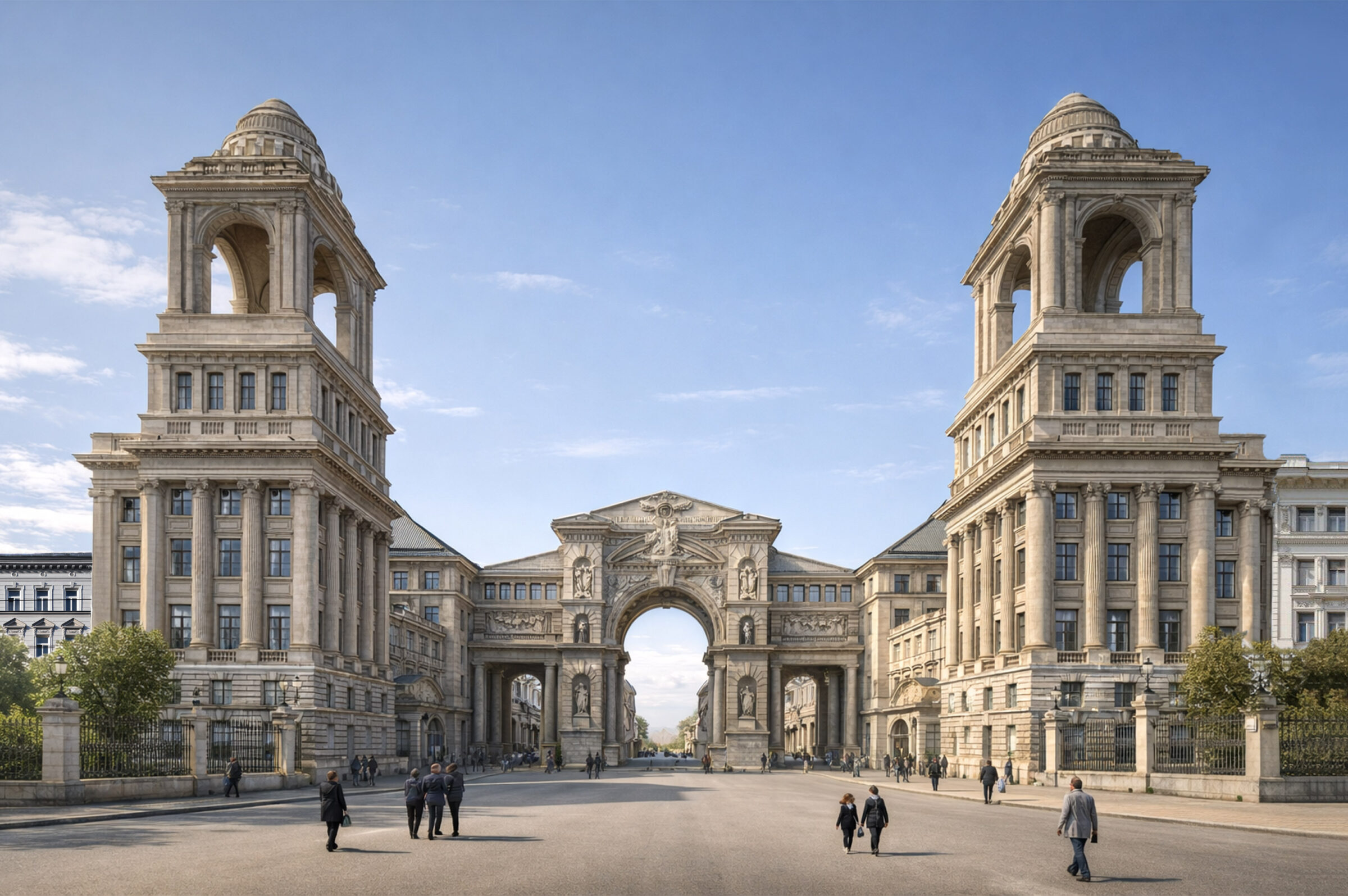 Dem durch eine Brücke fortgeführten Schottenring liegt dieser Platz als Tor zur Leopoldstadt gegenüber.
