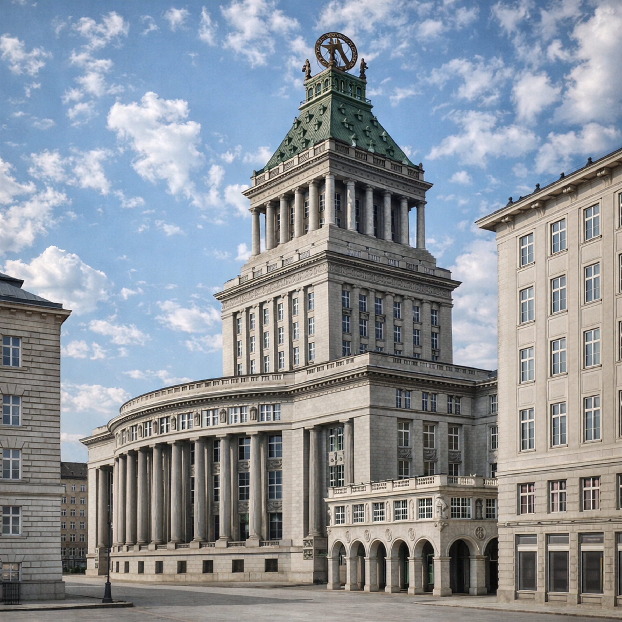 Österreich-Ungarische Nationalbank in der Leopoldstadt am neu verlaufenden Nordring. Das von Leopold Bauer entworfenen Gebäude war ursprünglich für die Alserstraße vorgesehen.