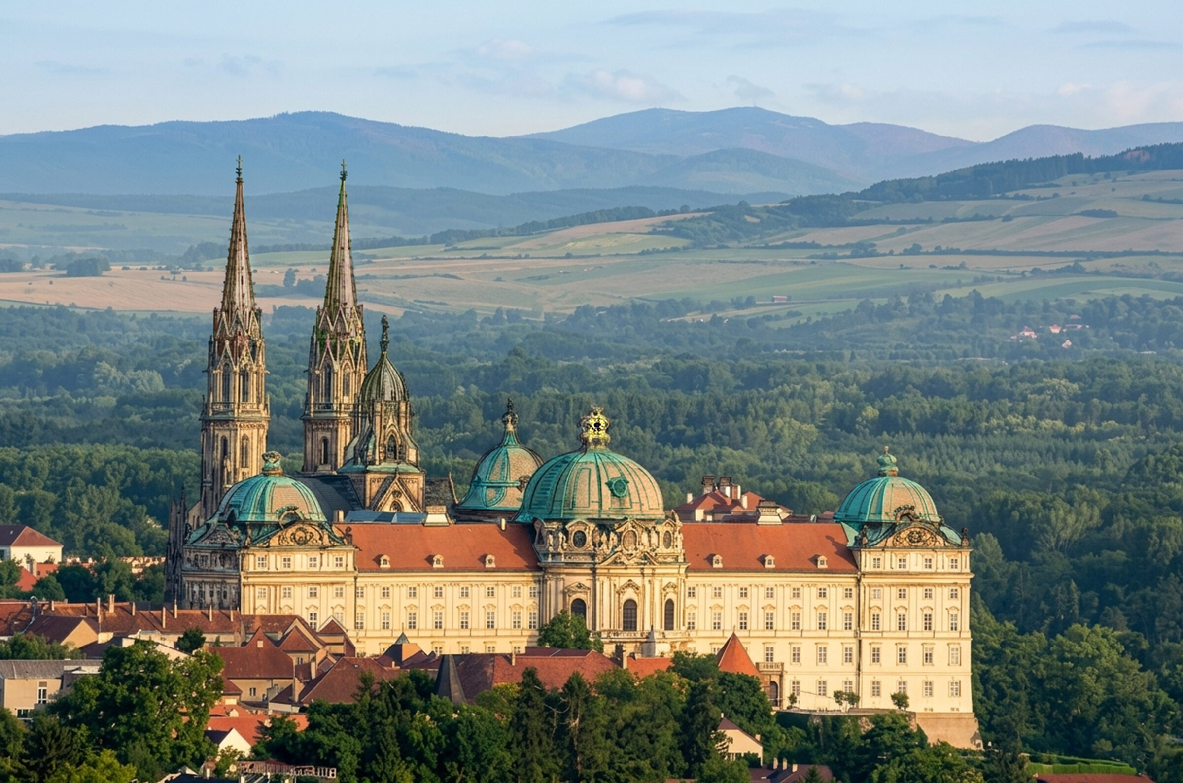Der mächtige Stift Göttweig bei Wien sollte unter den Habsburgern ein Österreichischer Escorial werden und somit den Ewigkeitsanspruch auf die Römisch-deutsche Kaiserkrone versinnbildlichen.