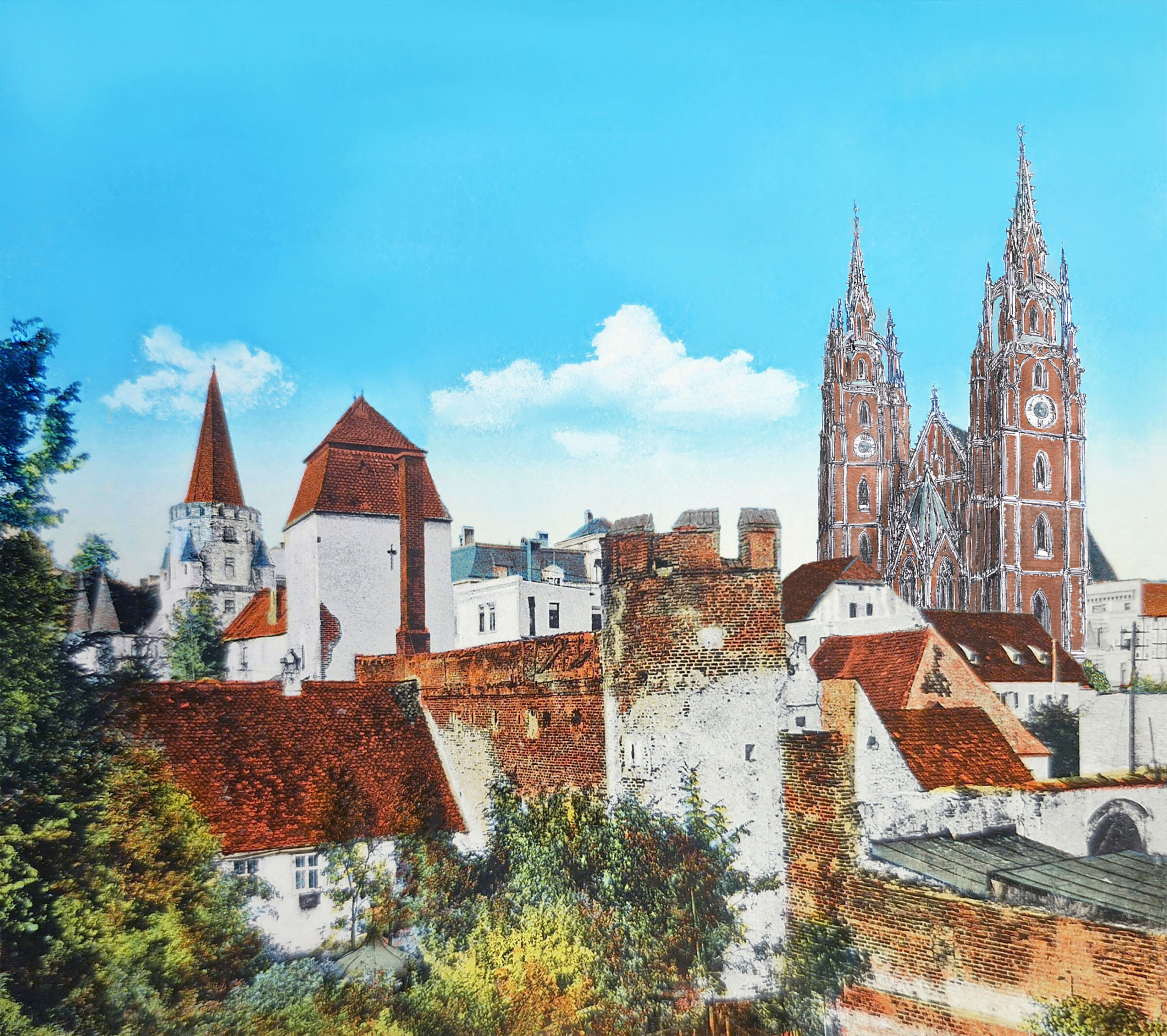 Ingolstadt Münster mit Stadtmauer