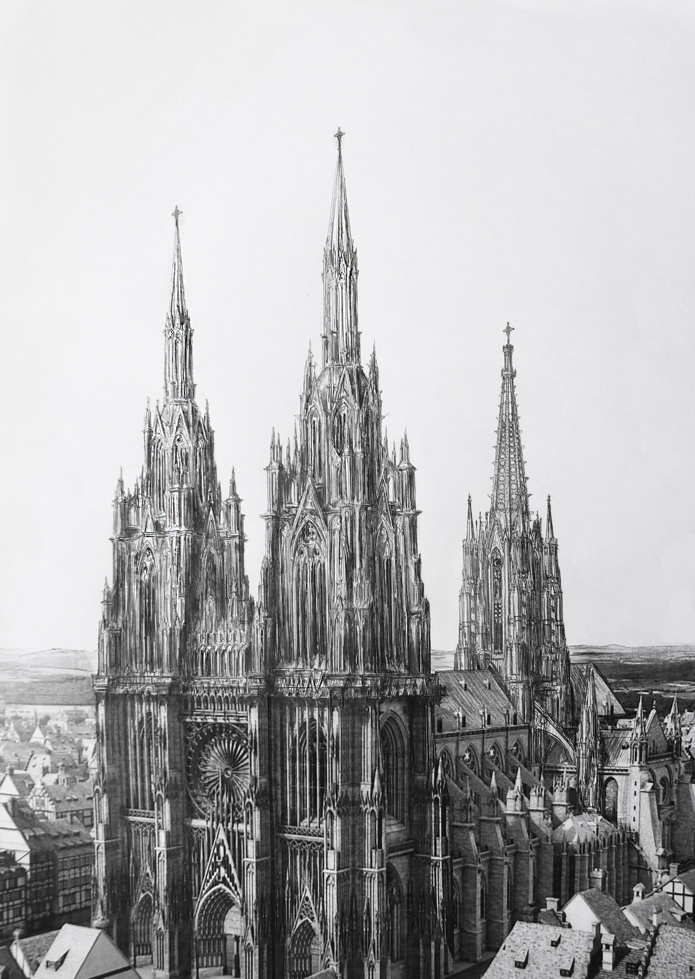 Straßburger Münster. Der Erwinsche Plan der Türme als Perspektive.